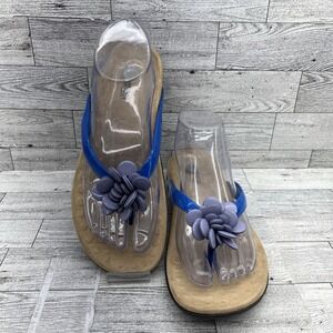 Orthaheel Fleur Blue Lavender Flower Flip Flop Sandals Women Size 8